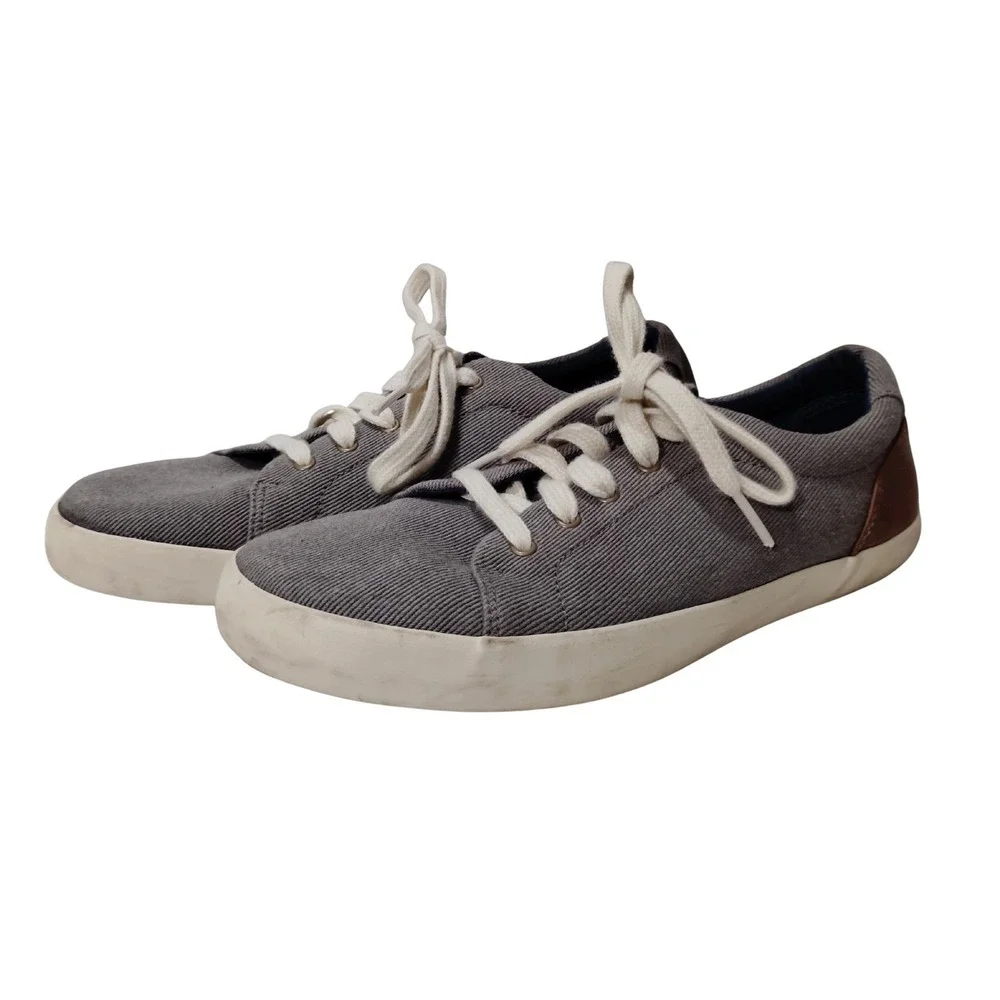 Sperry Top-Sider Canvas Sneakers Gray Brown Lace Up‎ Boat Size 6M
